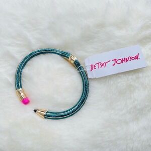 Betsey Johnson Pencil Bangle Bracelet Women NEW Glitter Hinged Novelty Jewelry‎